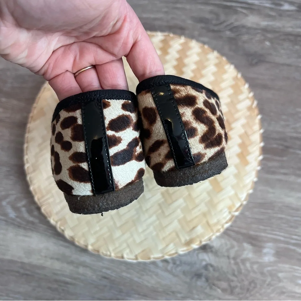 Tory Burch‎ leopard printed calf hair house shoes loafers
